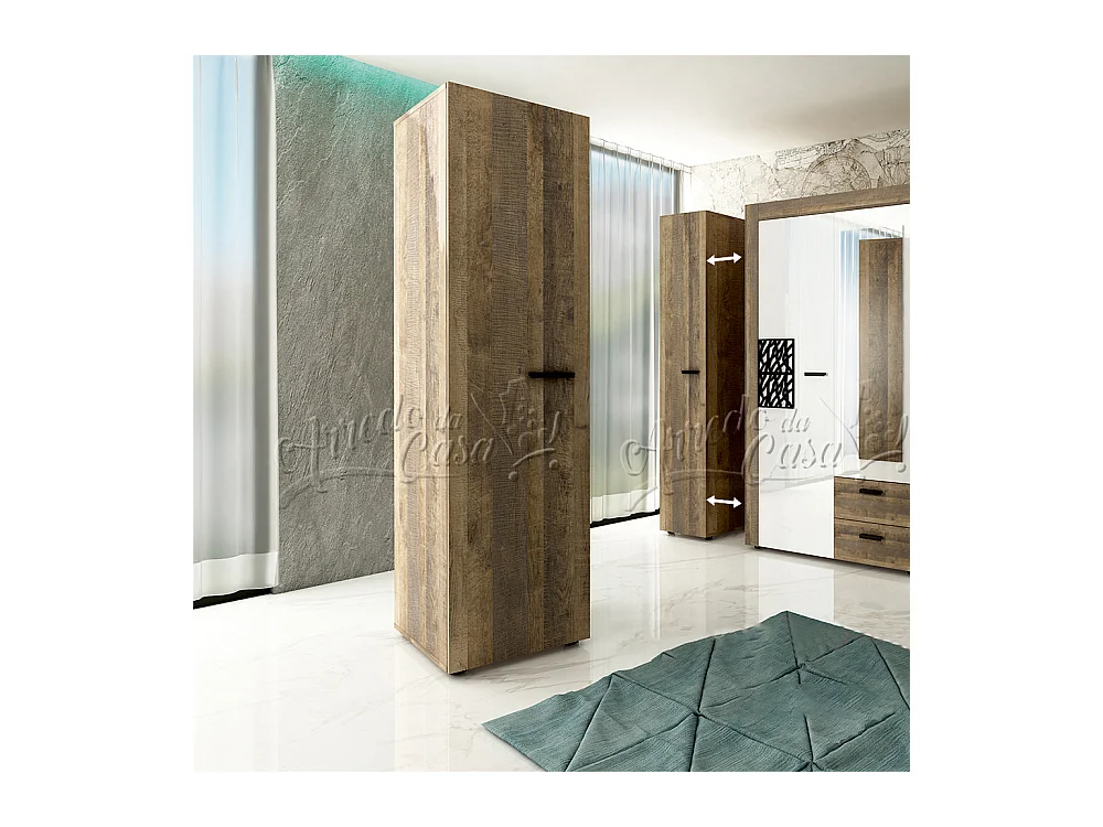 Armadio con anta battente a colonna effetto legno 40x200 rovere scuro AU39