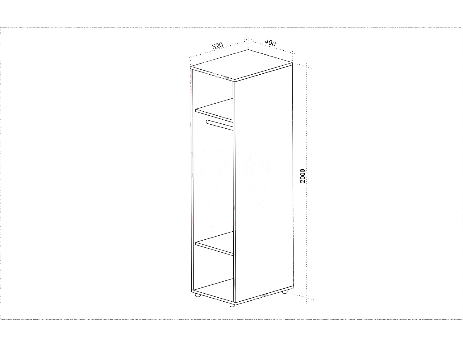 Armadio con anta battente a colonna effetto legno 40x200 rovere scuro AU39