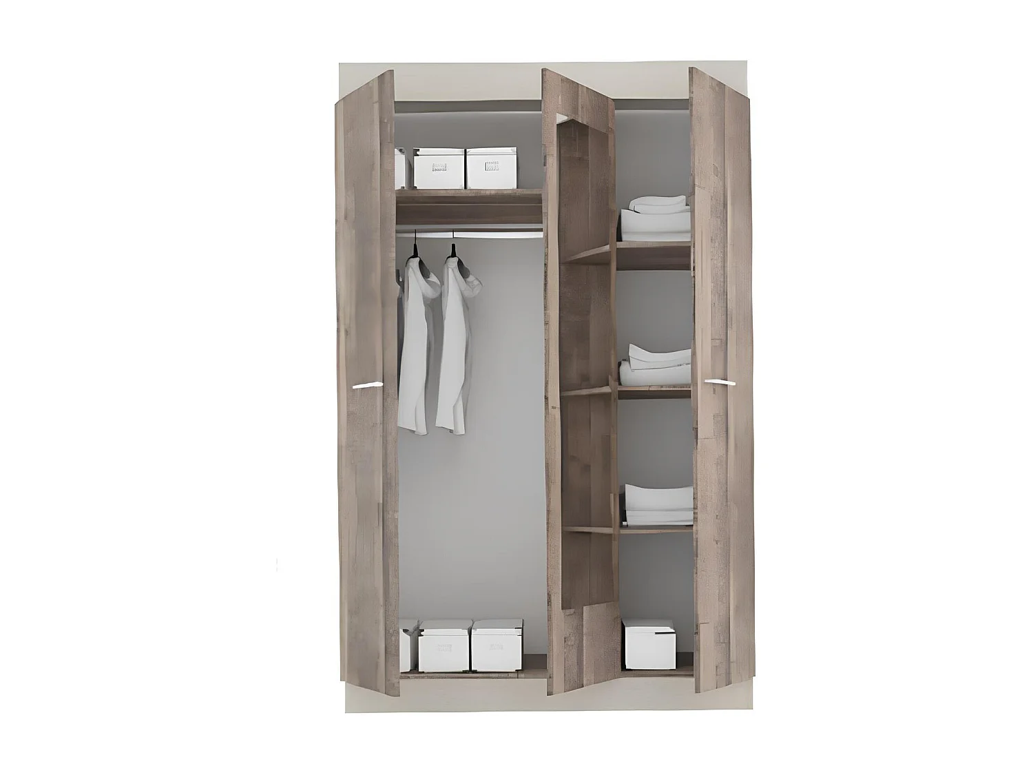 Armadio moderno a 3 ante battenti soft-closing color noce scuro e lino AG13