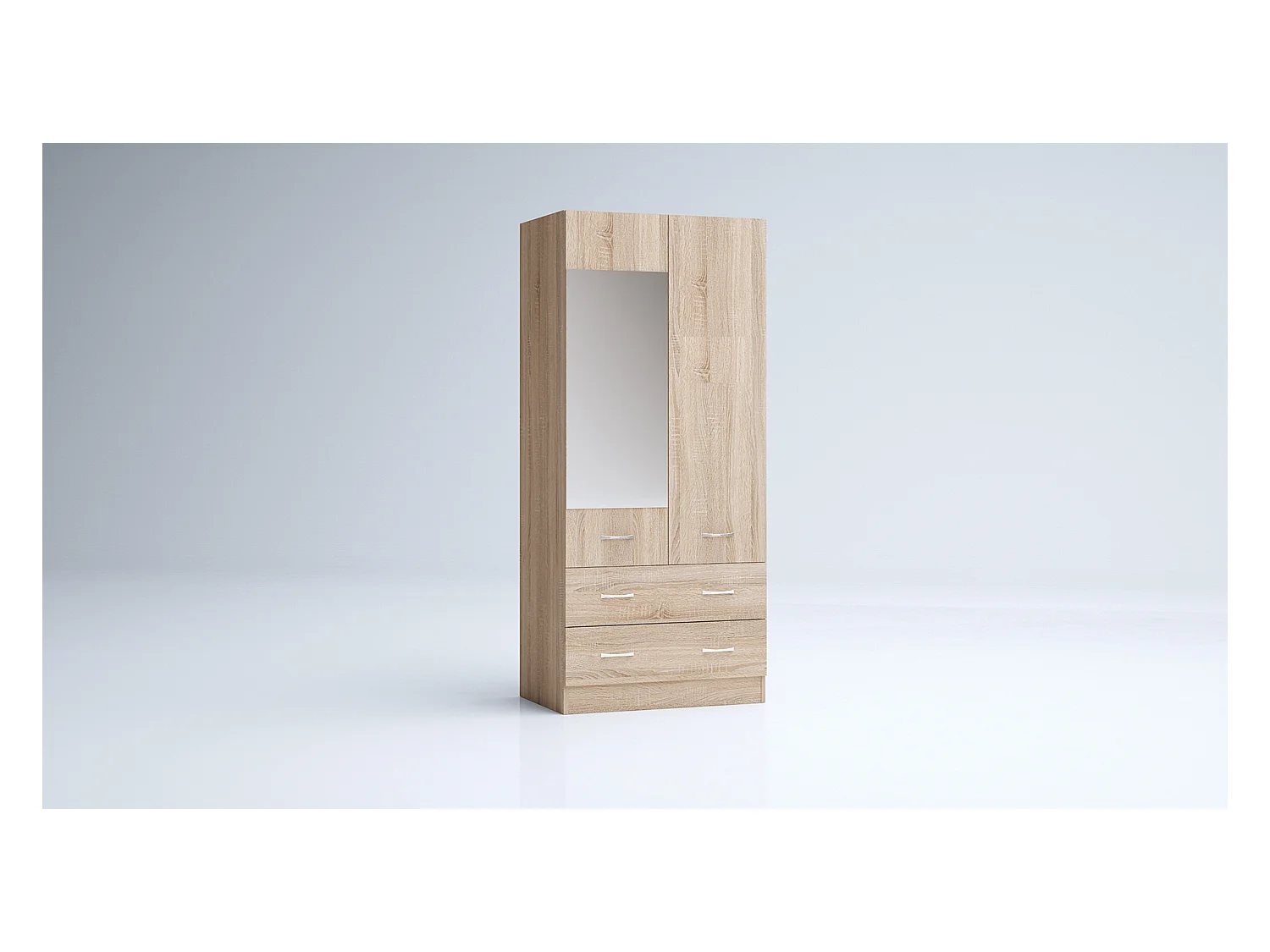 Armadio 2 ante battenti e 2 cassetti moderno 80x181x52 cm rovere chiaro AG50