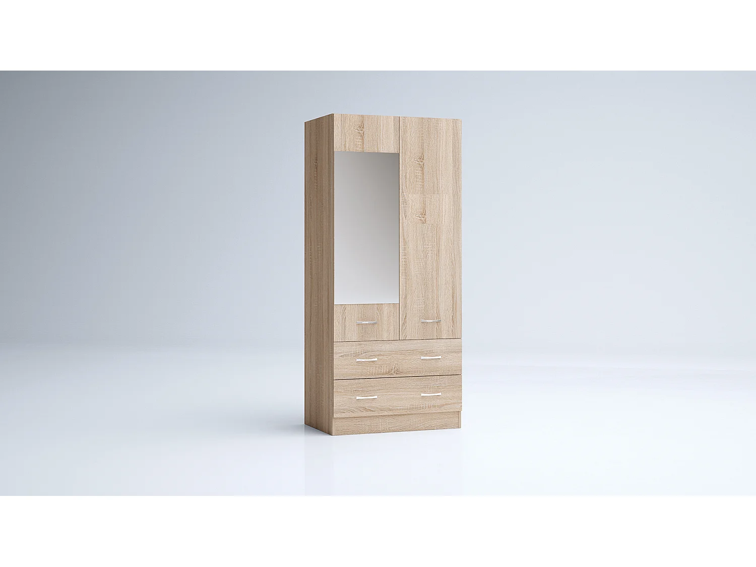 Armadio 2 ante battenti e 2 cassetti moderno 80x181x52 cm rovere chiaro AG50