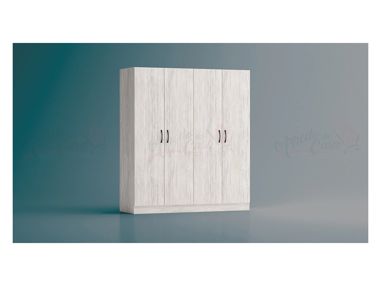 Armadio 4 ante battenti 160x181x52 cm bianco legno AG43