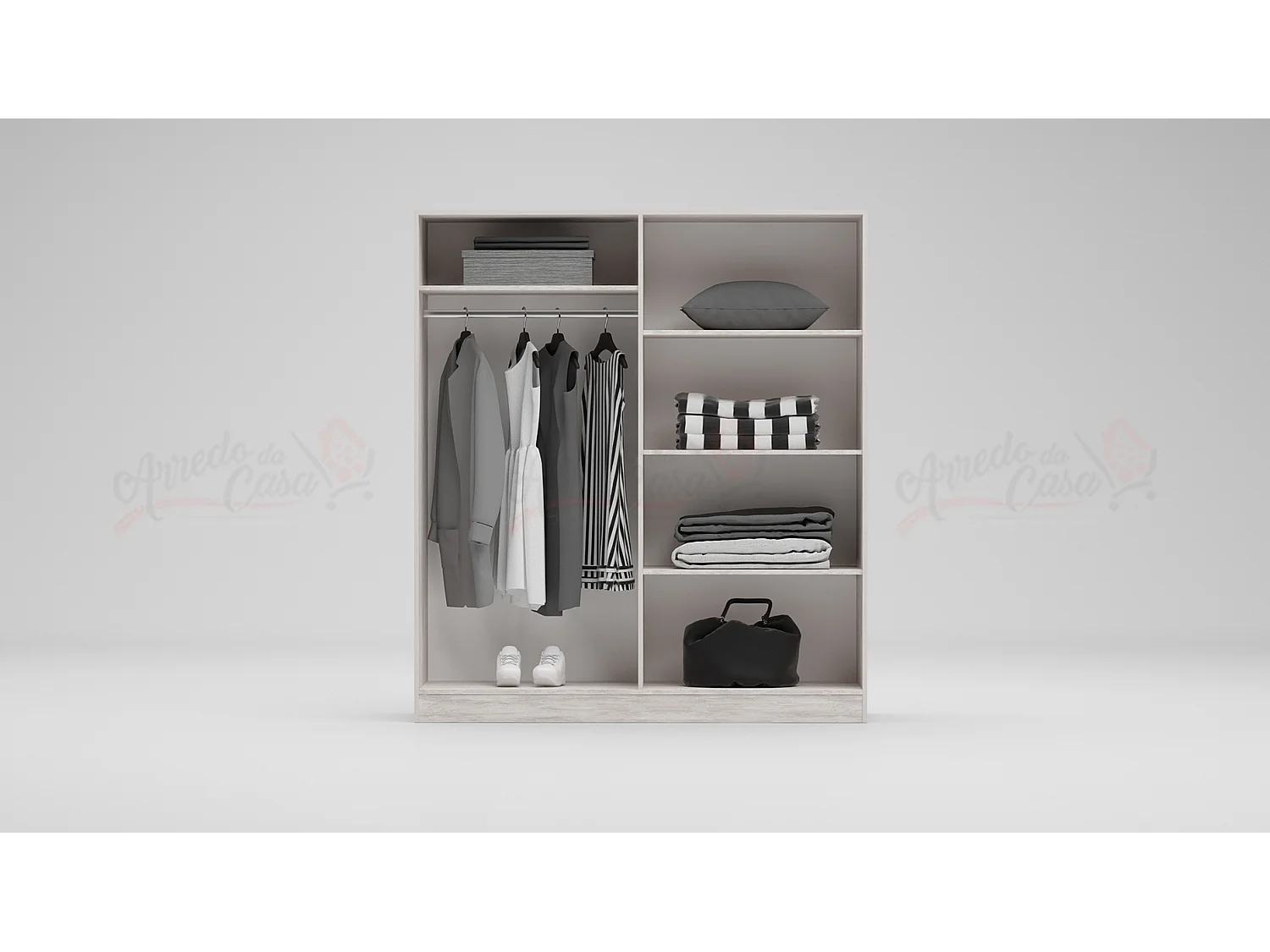 Armadio 4 ante battenti 160x181x52 cm bianco legno AG43