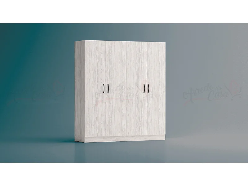 Armadio 4 ante battenti 160x181x52 cm bianco legno AG43