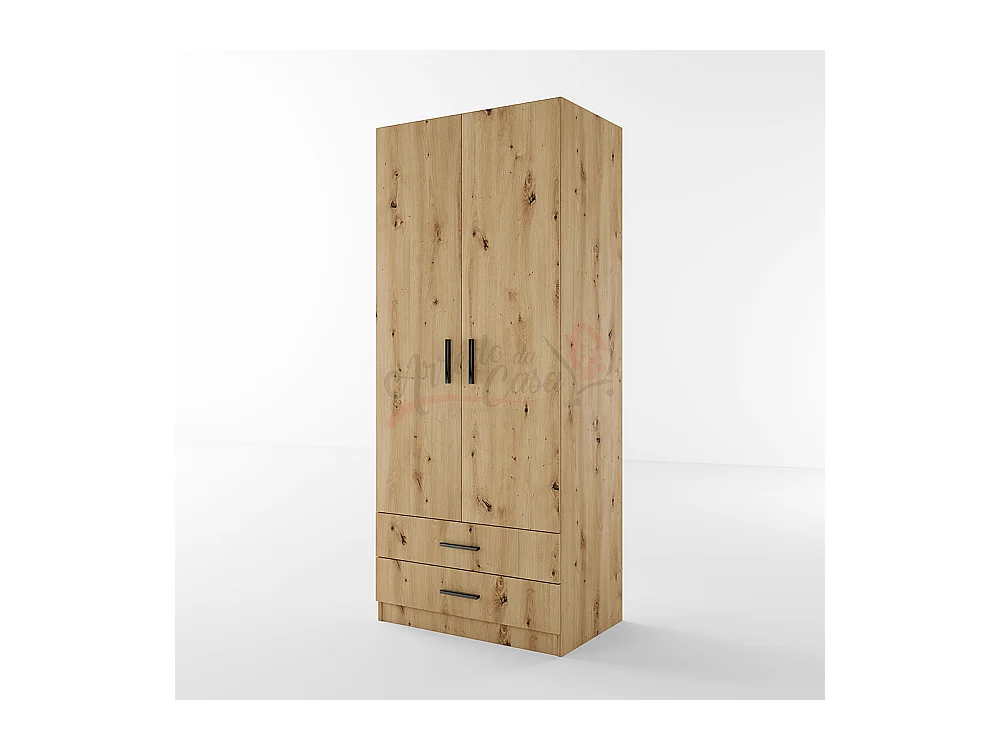 Armadio con anta battente design contemporaneo effetto legno con cassettoni 80x191 rovere AI1008