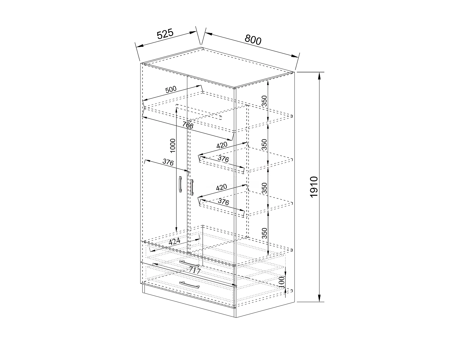 Armadio con anta battente design contemporaneo effetto legno con cassettoni 80x191 rovere AI1008