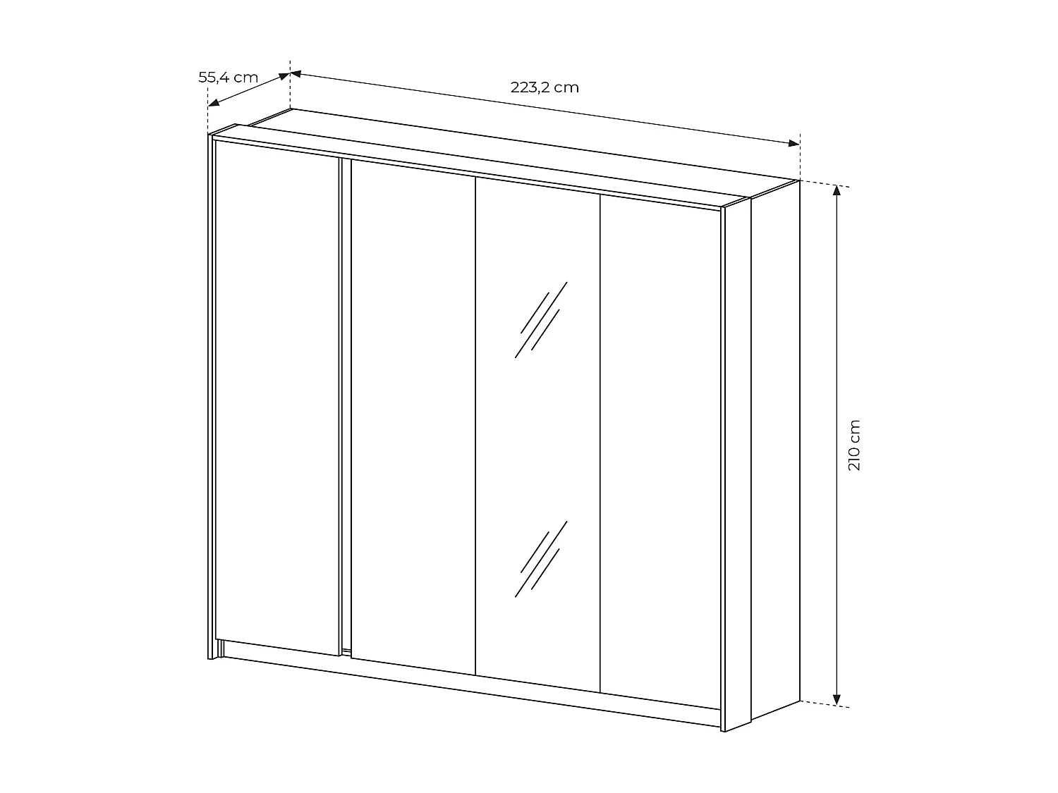 Armadio 223x210cm con 4 ante battenti con specchio moderno beige ALK5