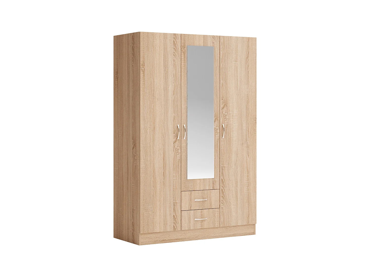 Armadio a tre ante battenti e cassetti con specchio sonoma 120x181 AG52