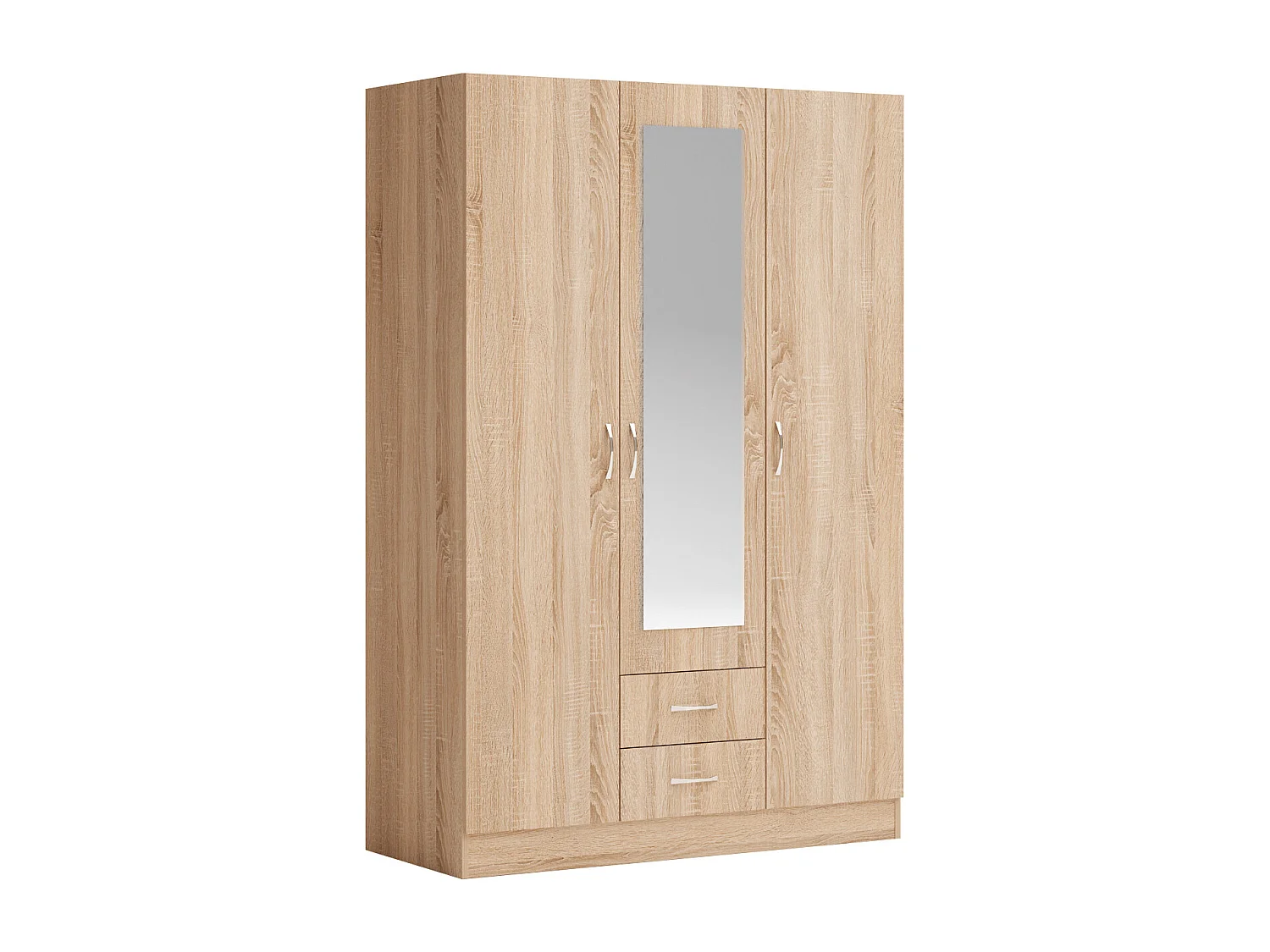 Armadio a tre ante battenti e cassetti con specchio sonoma 120x181 AG52