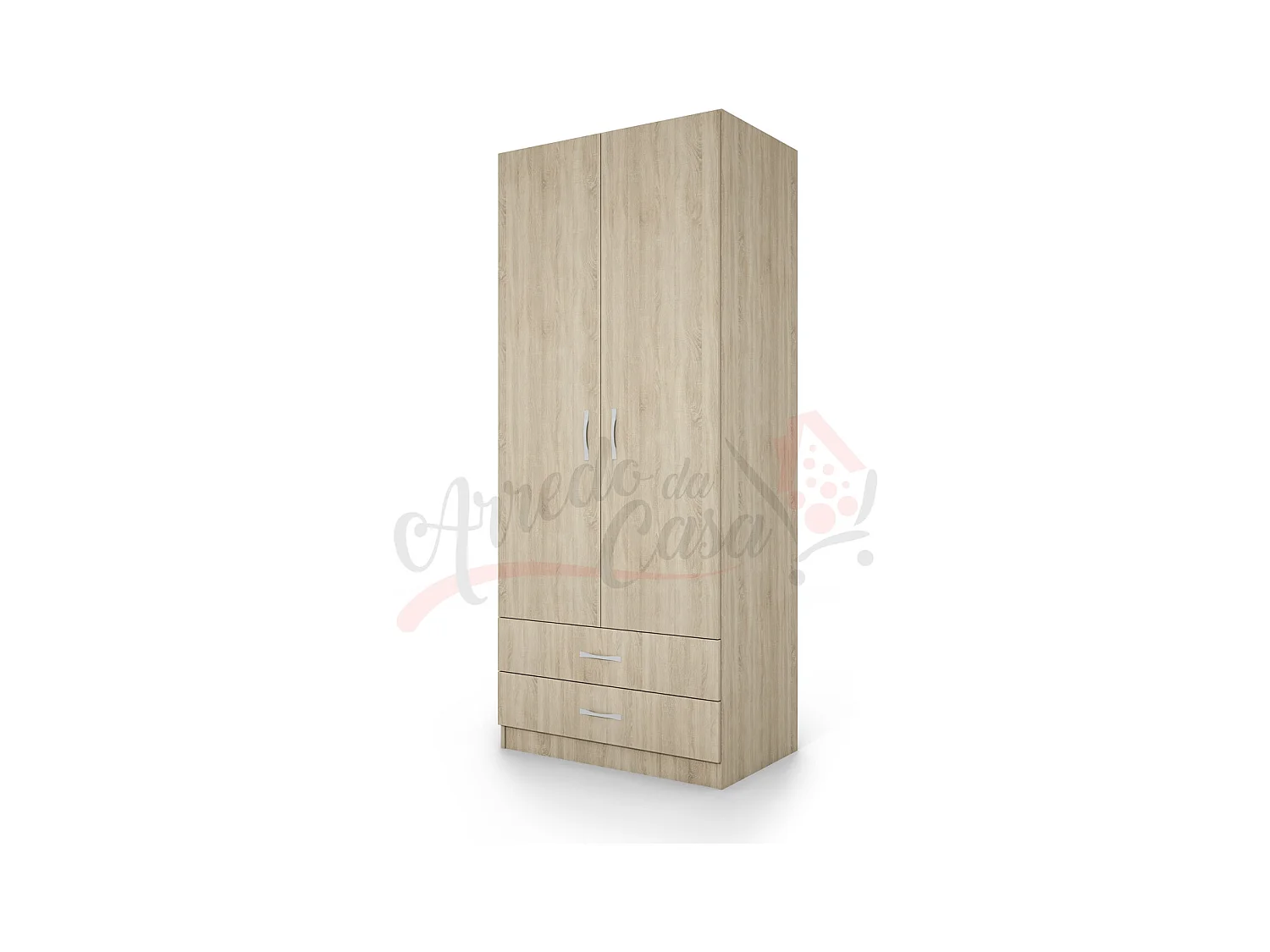 Armadio con anta battente design contemporaneo effetto legno con cassettoni 80x191 rovere chiaro AI1008