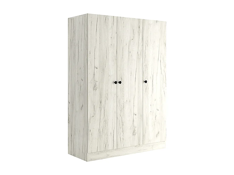 Armadio a tre ante battenti stile classico effetto legno 120x170 legno bianco AMG2