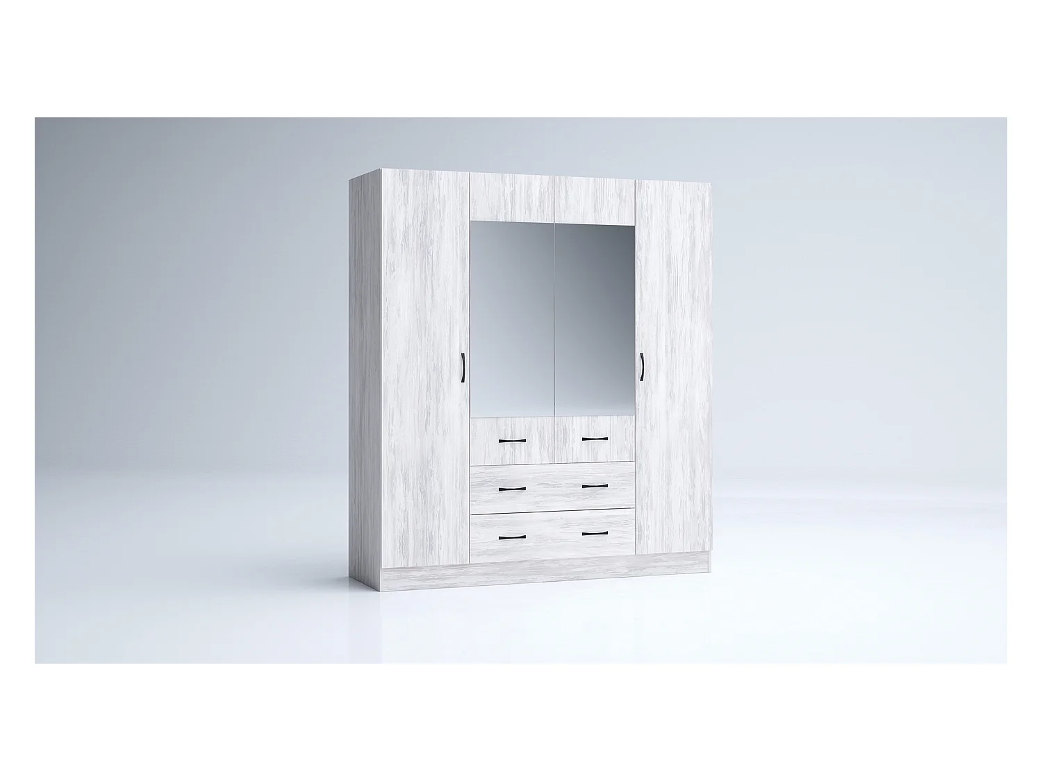 Armadio 4 ante battenti e 2 cassetti 160x181x52 cm bianco legno AG49