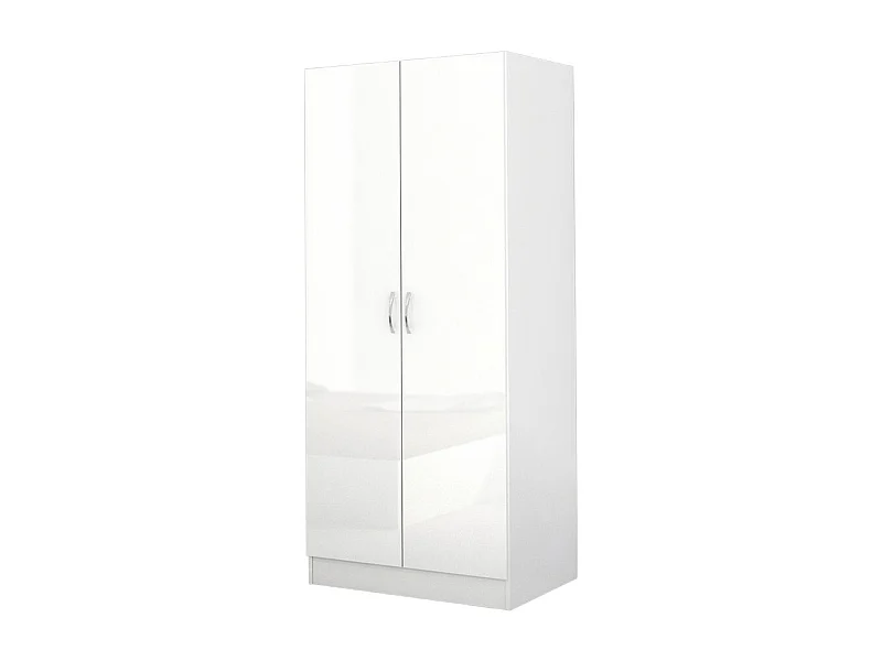 Armadio a due ante battenti effetto legno stile classico 80x181 bianco lucido AG1