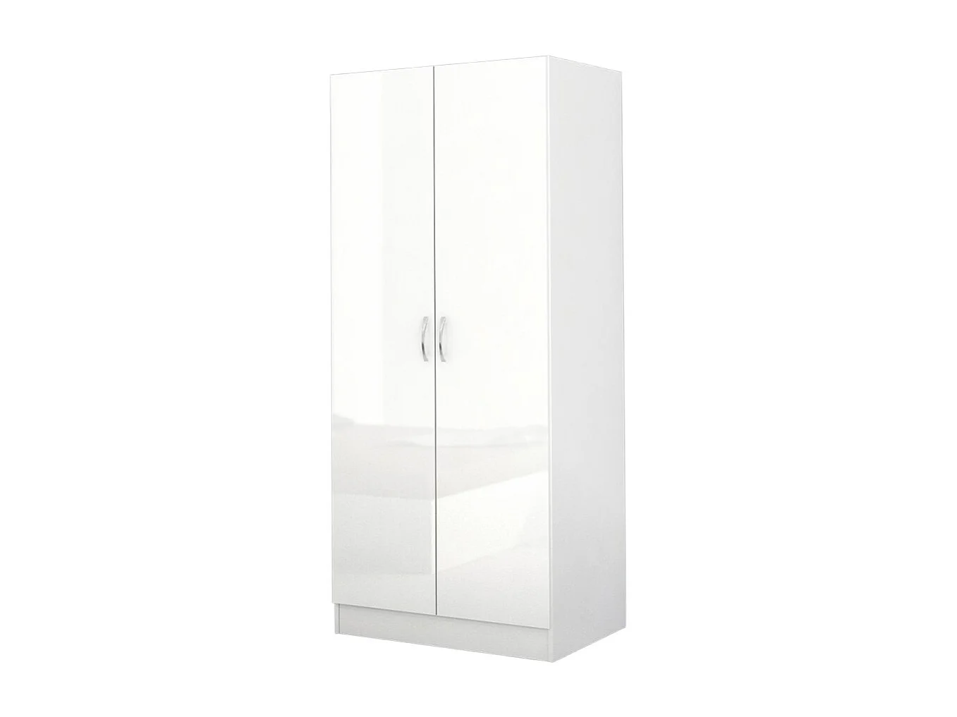 Armadio a due ante battenti effetto legno stile classico 80x181 bianco lucido AG1