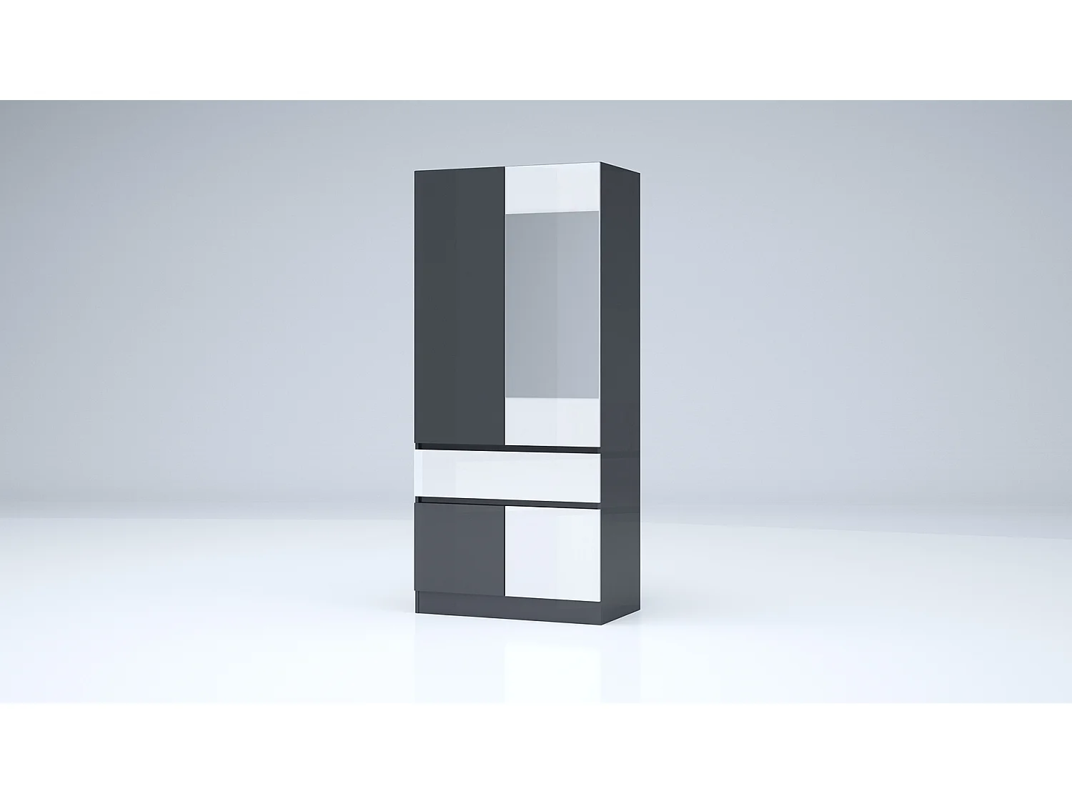 Armadio 4 ante e 1 cassetto 90x200x52 cm bianco lucido/antracite AG55