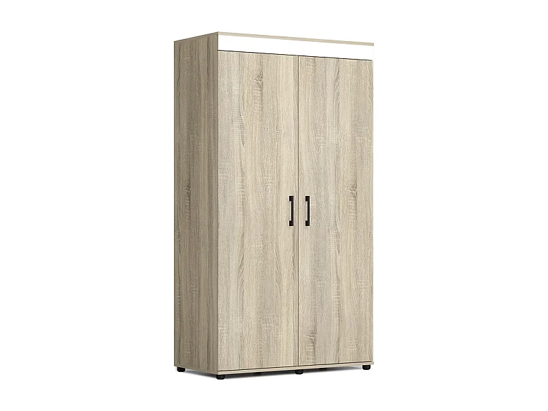 Armadio a 2 ante battenti 100x183x50 cm in rovere e bianco AG57