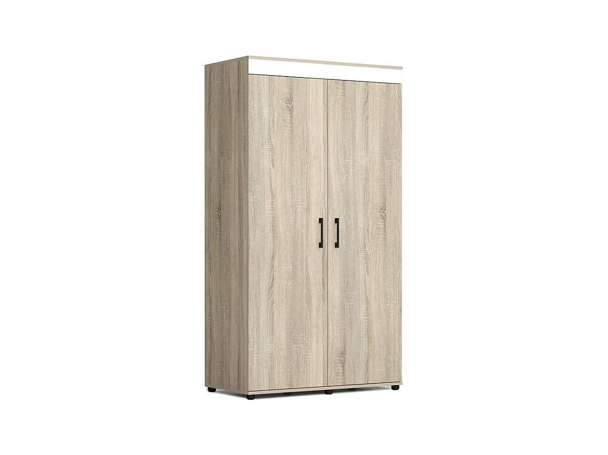 Armadio a 2 ante battenti 100x183x50 cm in rovere e bianco AG57