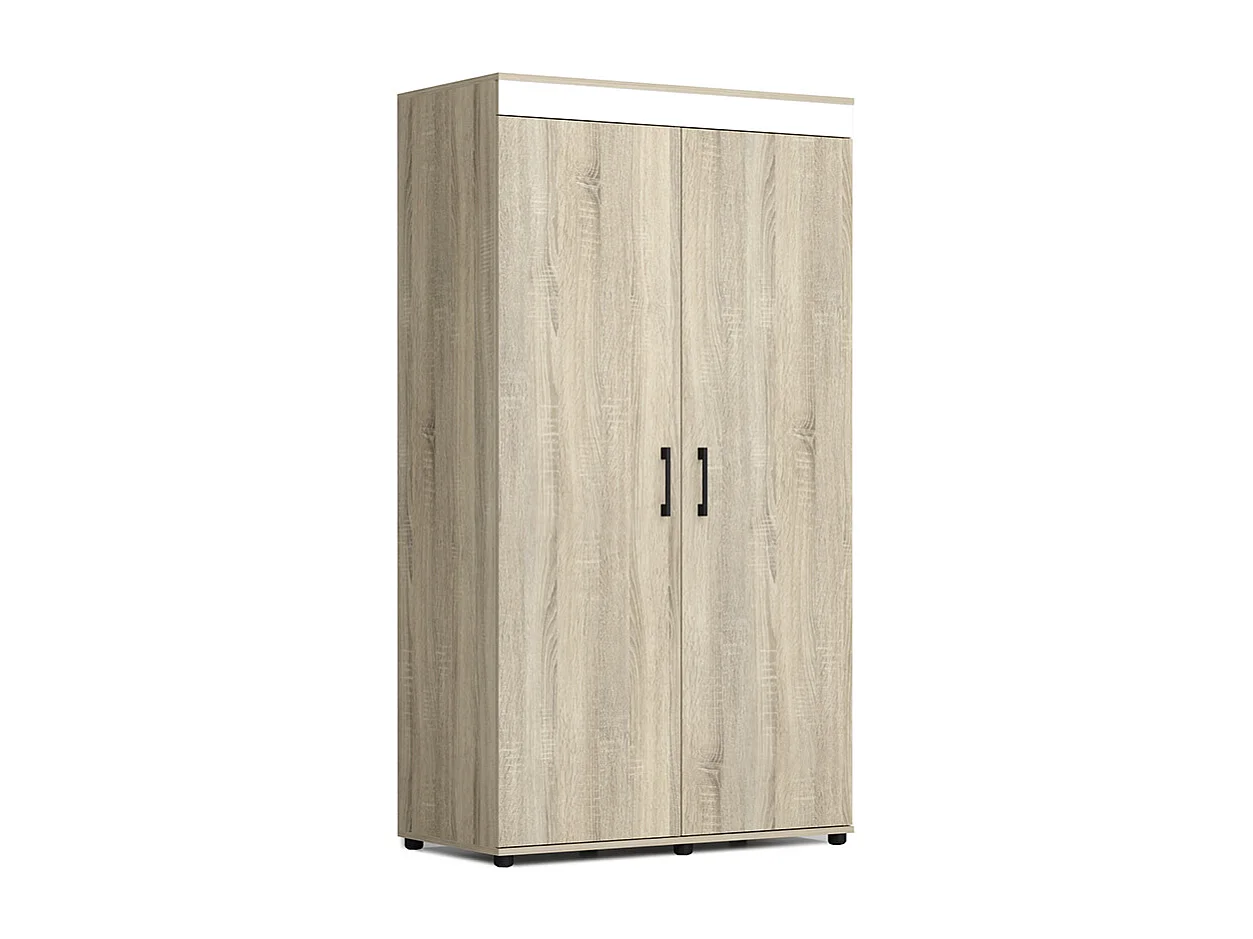 Armadio a 2 ante battenti 100x183x50 cm in rovere e bianco AG57