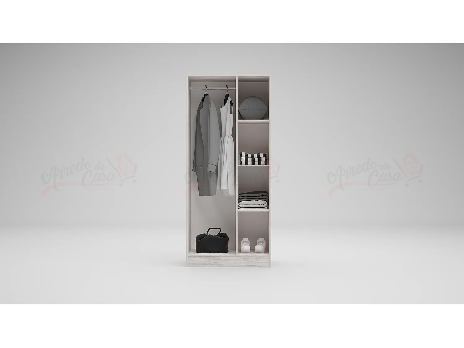 Armadio a due ante battenti effetto legno stile classico 80x181 bianco legno AG1