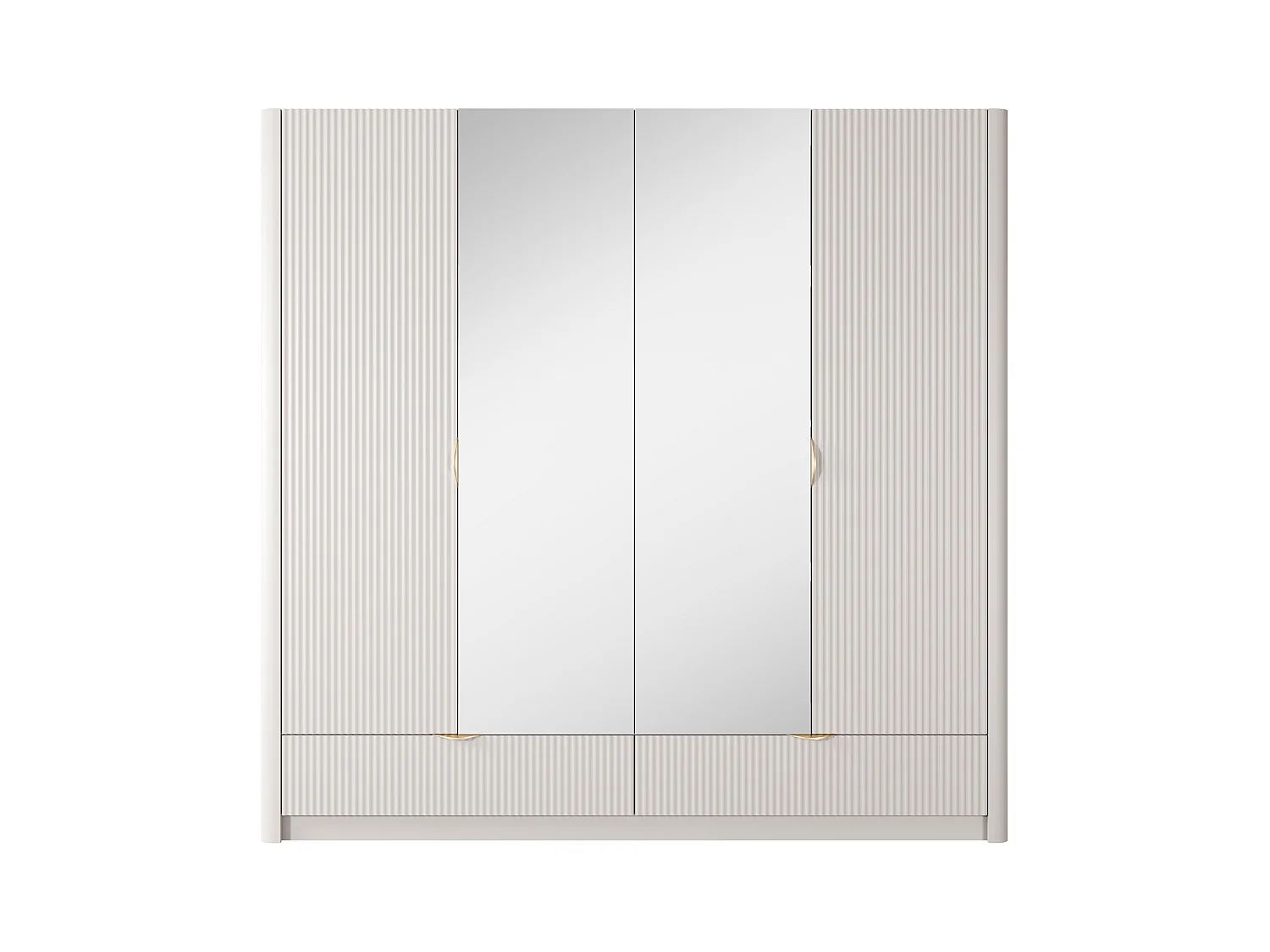 Armadio 213x208cm con 4 ante battenti con specchio e 2 cassetti beige ALK7