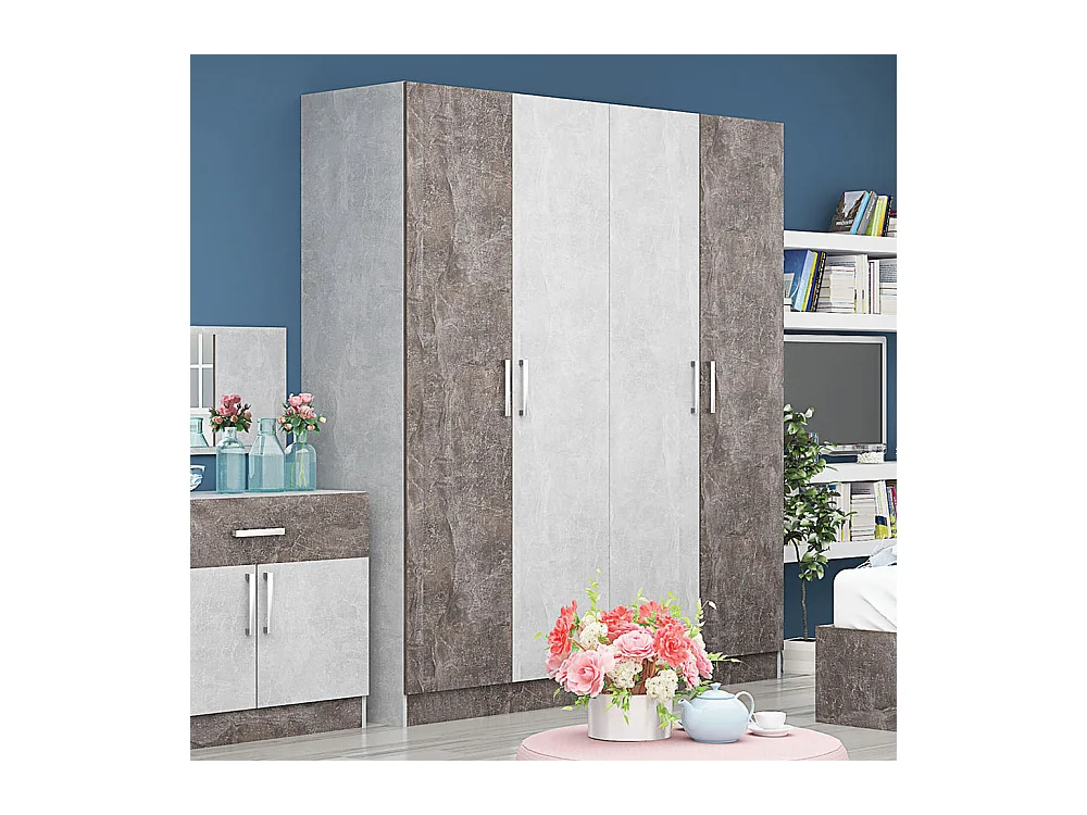 Armadio 4 ante battenti 180x200x52 cm cemento AG38