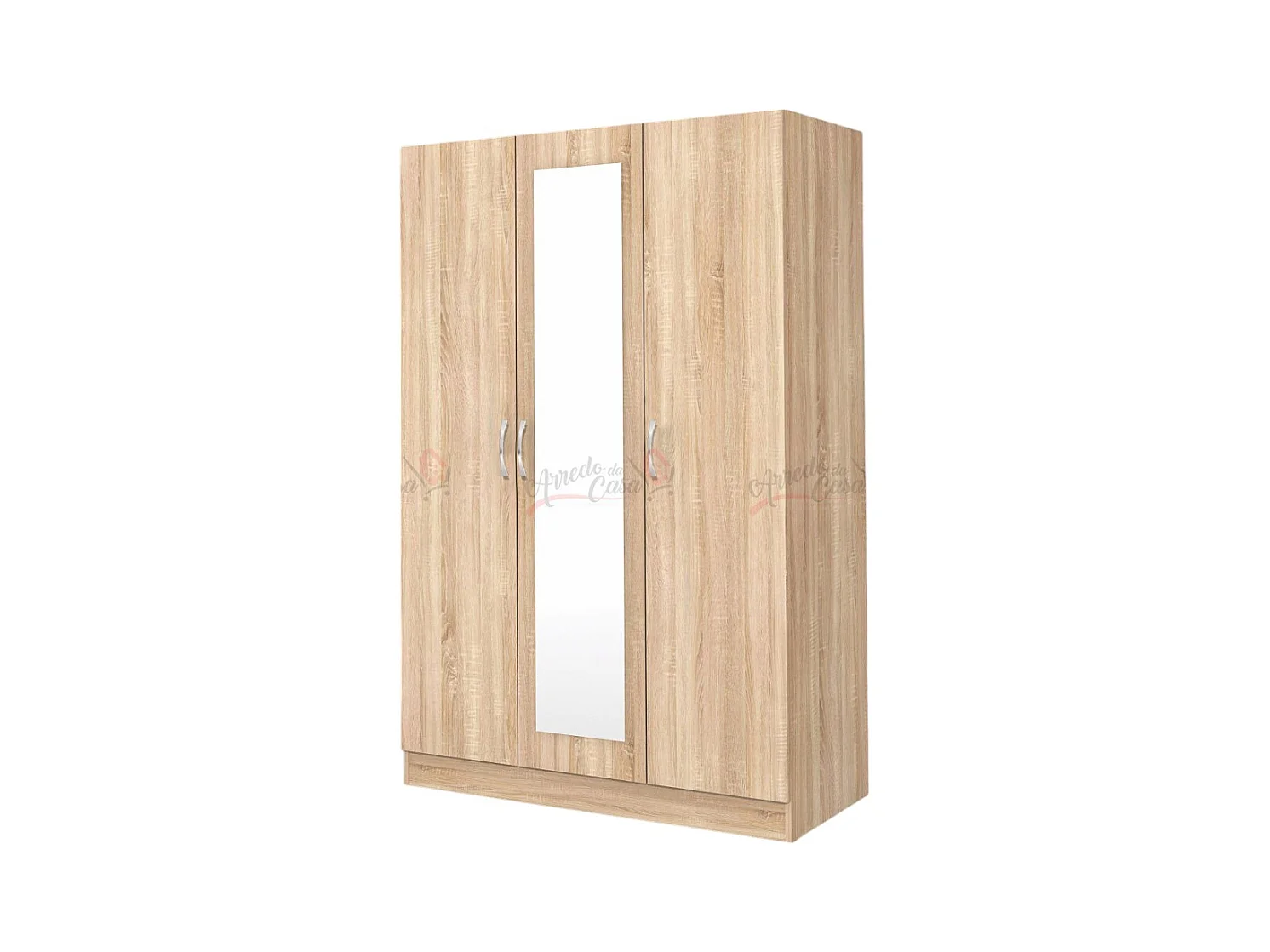 Armadio a tre ante battenti con specchio design moderno 120x181 rovere sonoma AG3