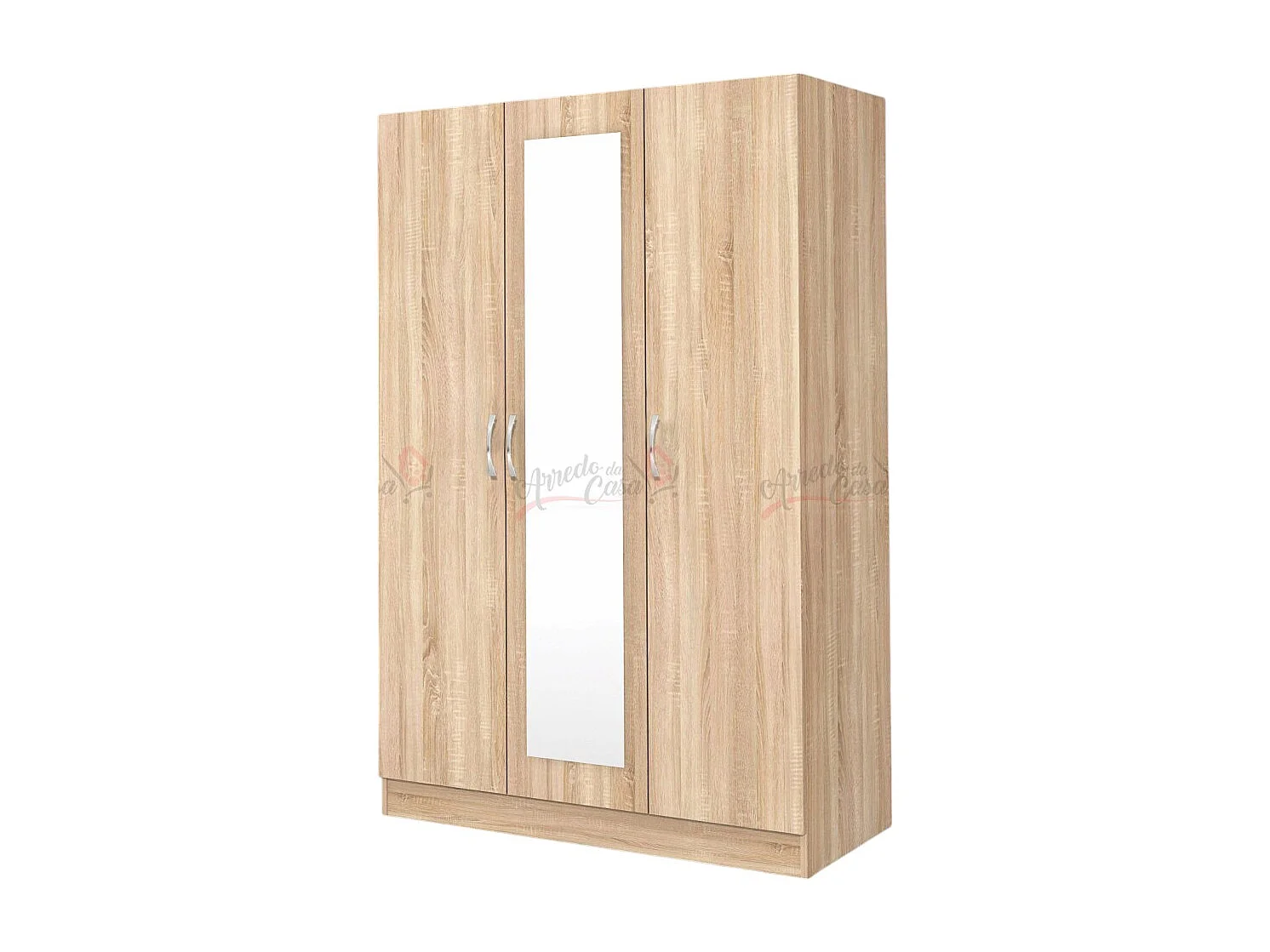 Armadio a tre ante battenti con specchio design moderno 120x181 rovere sonoma AG3