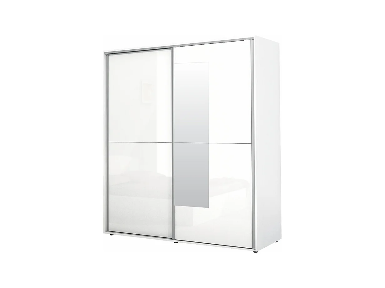 Armadio a 2 ante scorrevoli moderno180x200x59 cm bianco lucido AG45