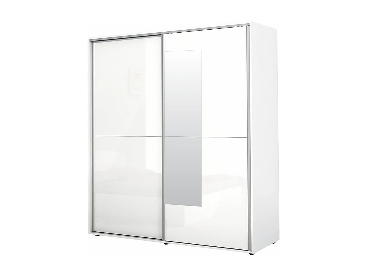 Armadio a 2 ante scorrevoli moderno180x200x59 cm bianco lucido AG45