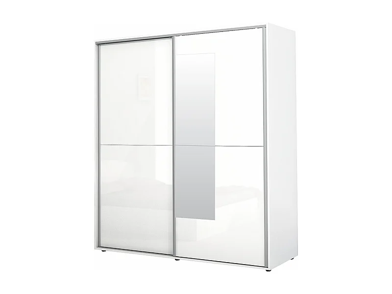 Armadio a 2 ante scorrevoli moderno180x200x59 cm bianco lucido AG45
