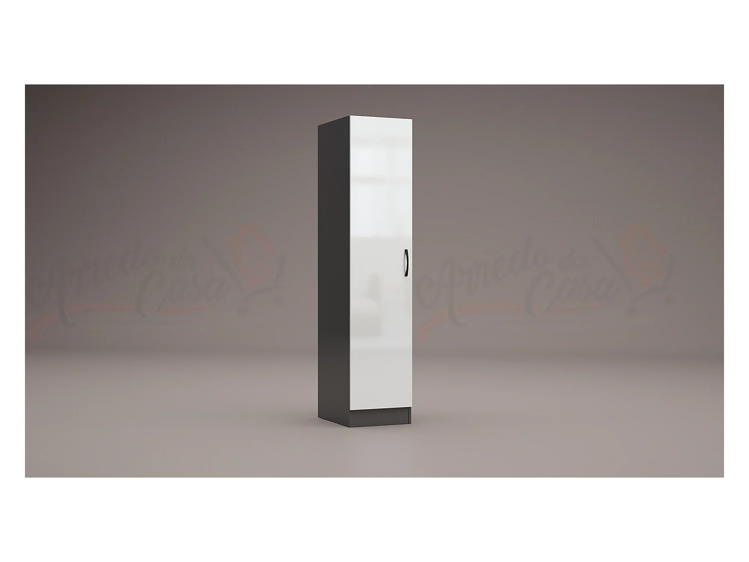 Armadio a colonna 1 anta 40x181x52 cm bianco lucido/antracite AG44
