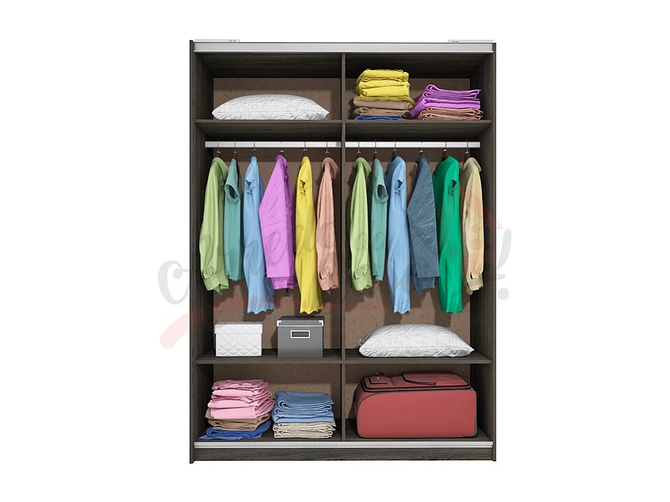 Armadio con due ante scorrevoli effetto legno design semplice 150x207 sonoma e bianco lucido AI13