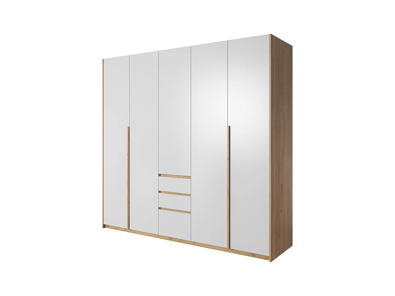 Armadio 225x213cm con ante battenti e 3 cassetti bianco ALK12