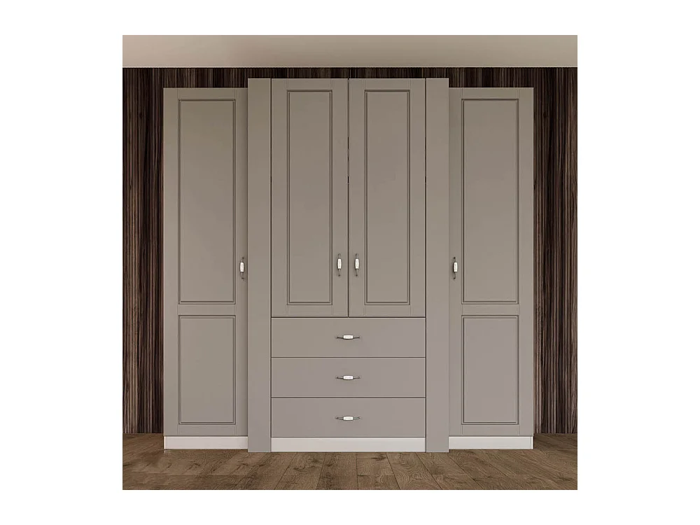 Armadio 4 ante battenti in stile classico 210x205 cm beige a 3 moduli AI22