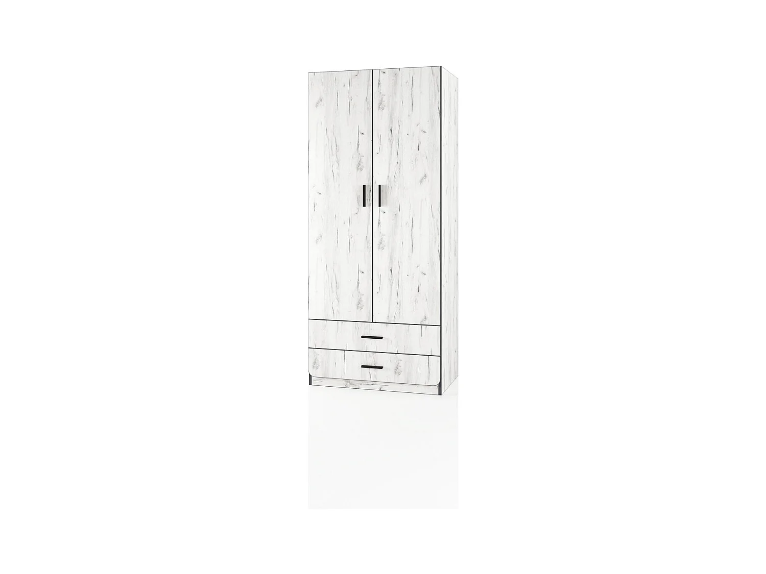 Armadio con due ante battenti e due cassetti design effetto legno 80x186 bianco legno AI15
