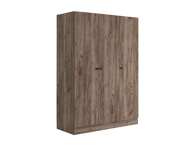 Armadio a tre ante battenti stile classico effetto legno 120x170 marrone AMG2