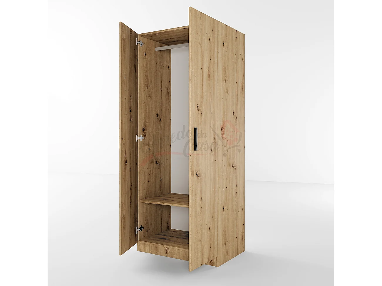 Armadio con anta battente moderno stile semplice effetto legno 80x191 rovere AI1001