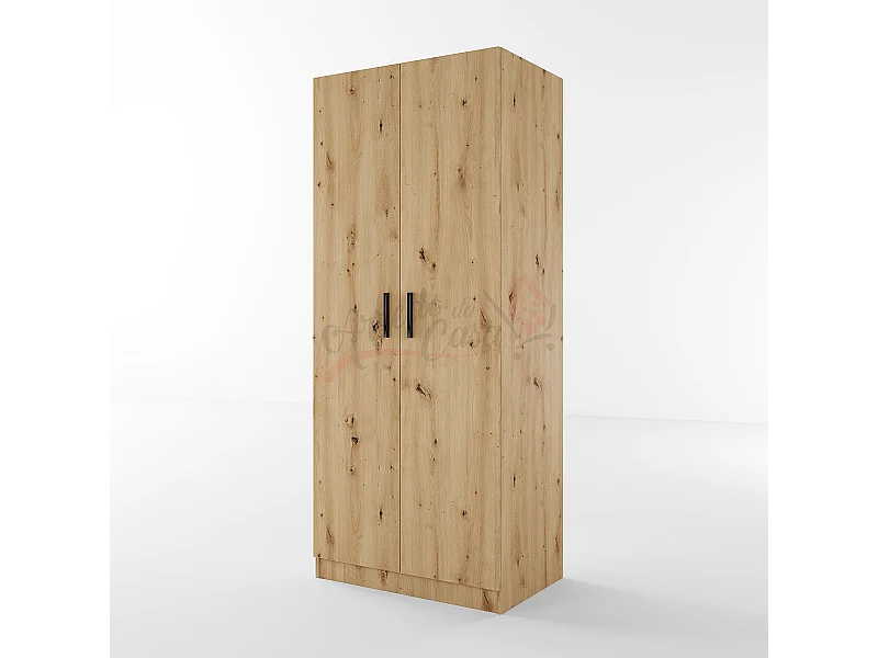 Armadio con anta battente moderno stile semplice effetto legno 80x191 rovere AI1001