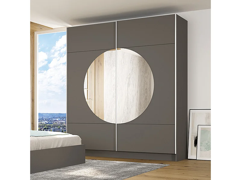 Armadio grande con ante scorrevoli specchiate 200x211 cm grigio grafite AG22