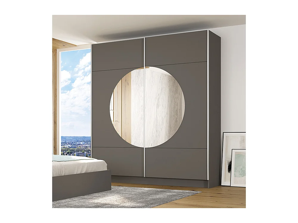 Armadio grande con ante scorrevoli specchiate 200x211 cm grigio grafite AG22