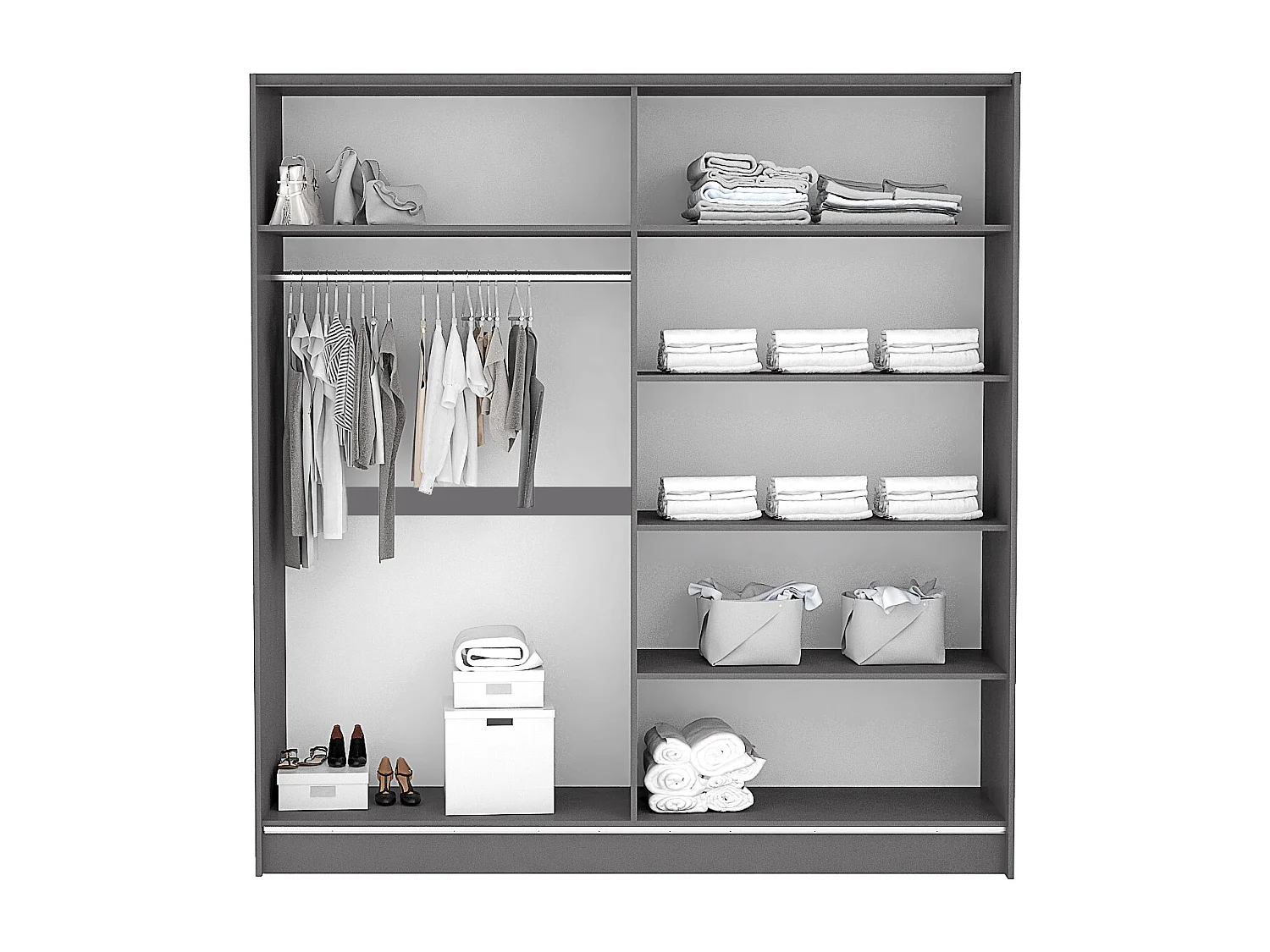 Armadio grande con ante scorrevoli specchiate 200x211 cm grigio grafite AG22