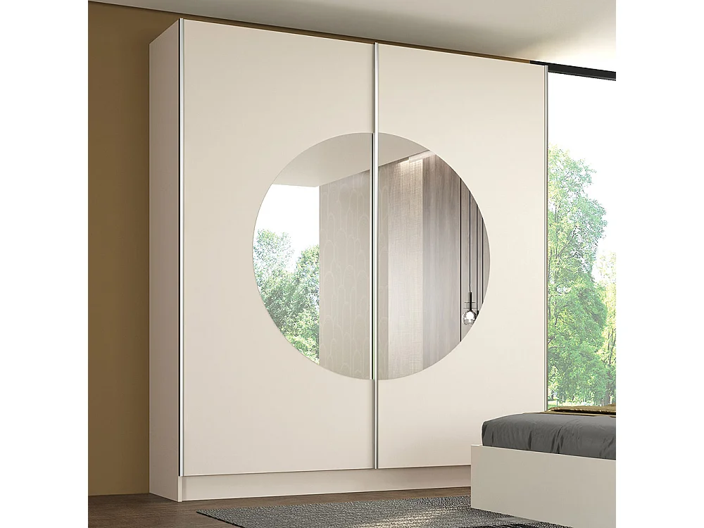 Armadio grande con ante scorrevoli specchiate 200x211 cm color cashmere AG22
