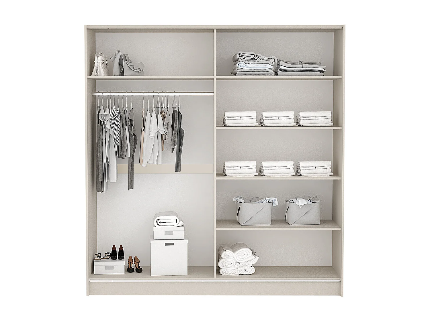 Armadio grande con ante scorrevoli specchiate 200x211 cm color cashmere AG22