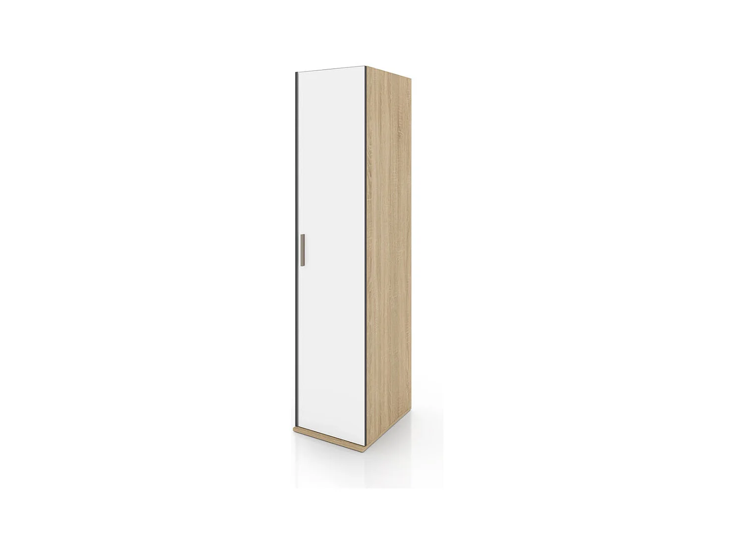 Armadio con anta battente a colonna design moderno per cameretta 41x183 rovere chiaro e bianco AI1020