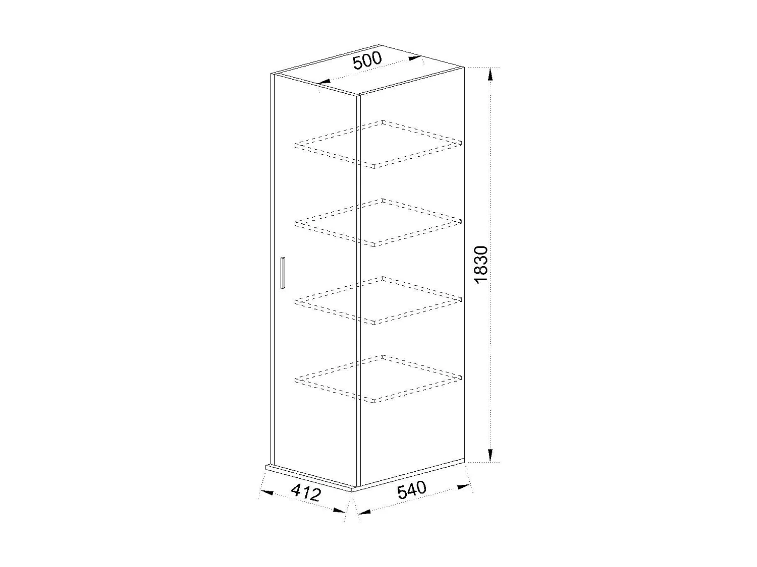 Armadio con anta battente a colonna design moderno per cameretta 41x183 rovere chiaro e bianco AI1020