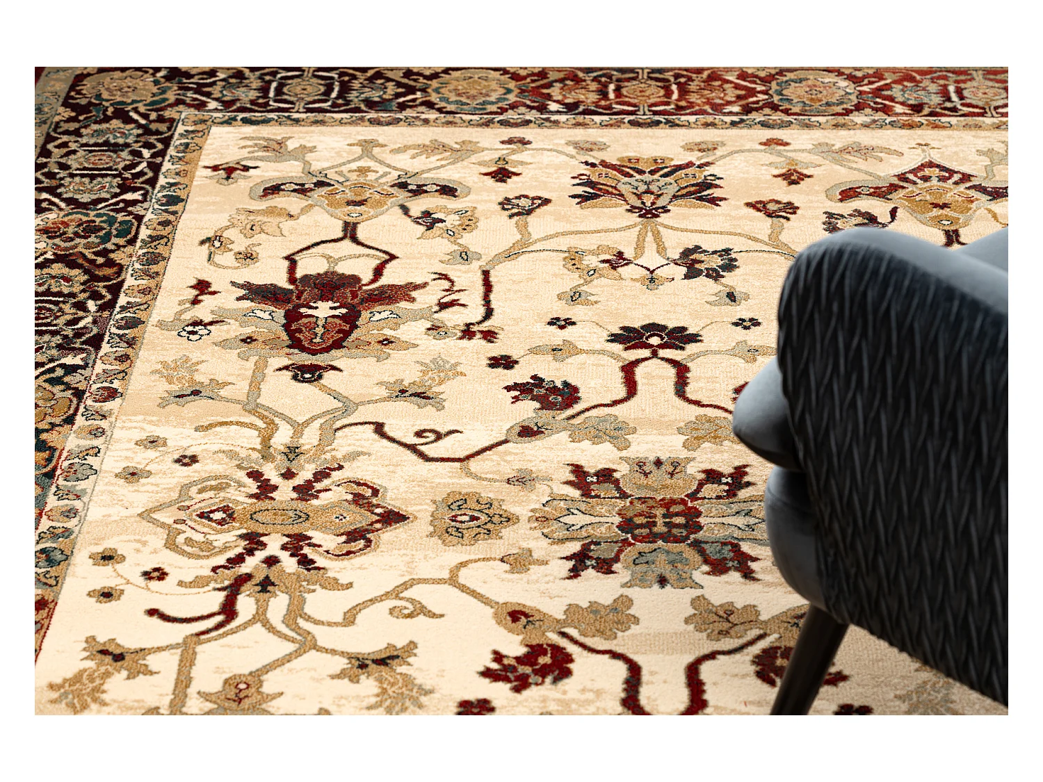 Tapis en laine POLONIA BODRUM Ornement, cadre rubis clair 170x235 cm