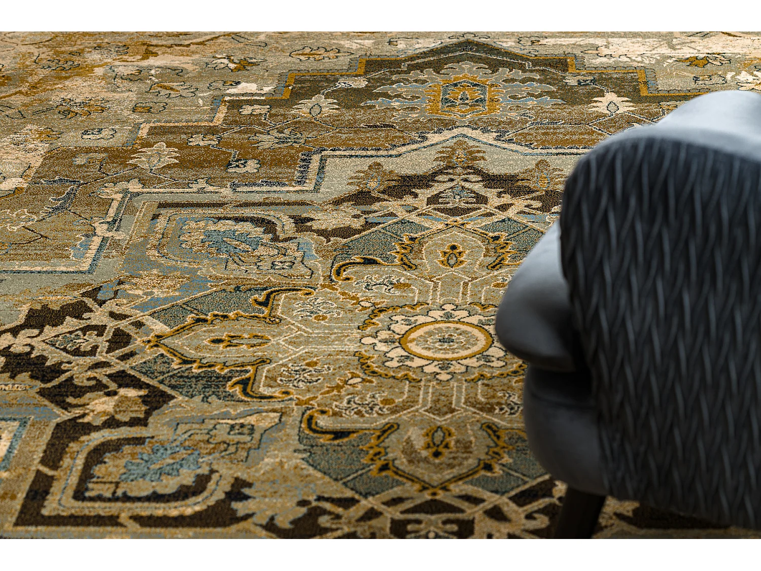 Tapis en laine OMEGA ABBAS Vintage, rougette cognac beige 200x300 cm