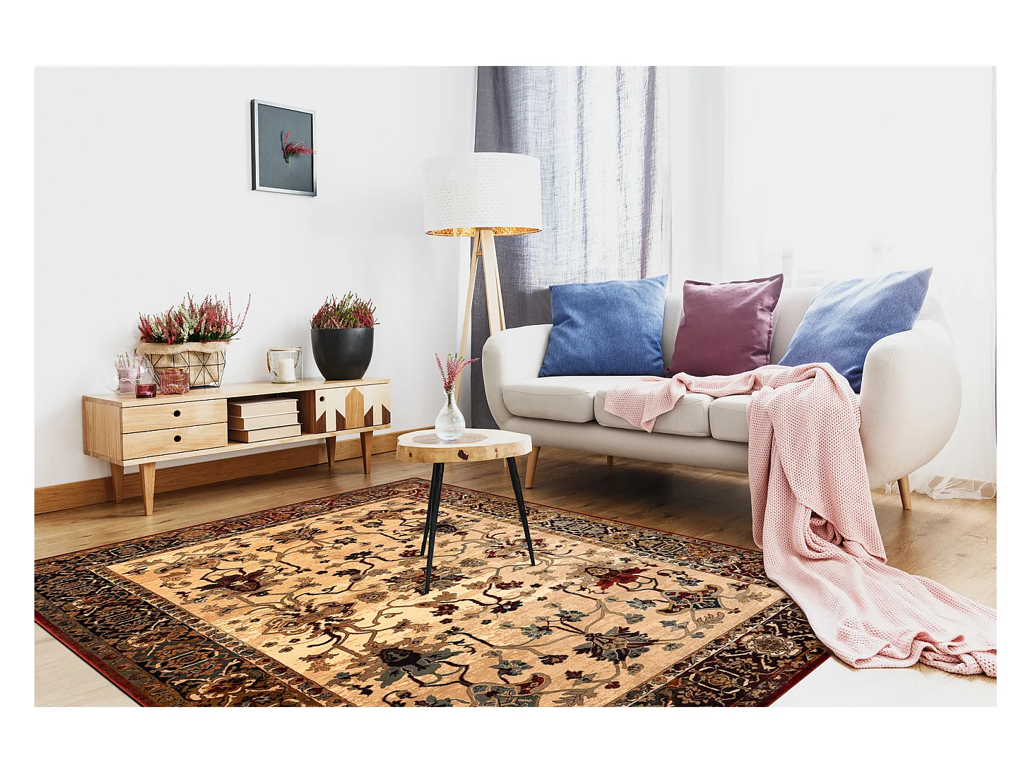 Tapis en laine POLONIA BODRUM Ornement, cadre rubis clair 235x350 cm