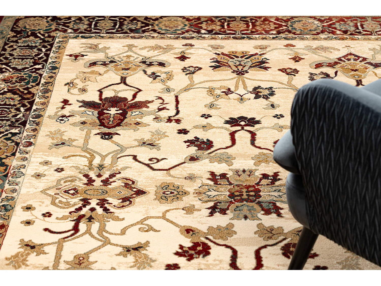 Tapis en laine POLONIA BODRUM Ornement, cadre rubis clair 235x350 cm