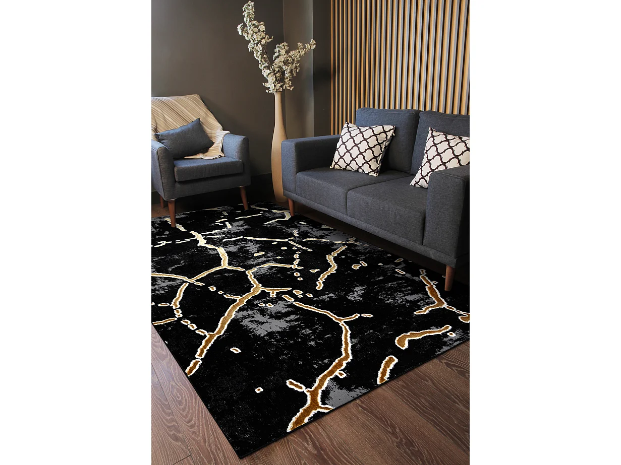 Dywan ALLURE 1967 Marmur - Strukturalny, stylowy, glamour czarny / zł 80x150 cm